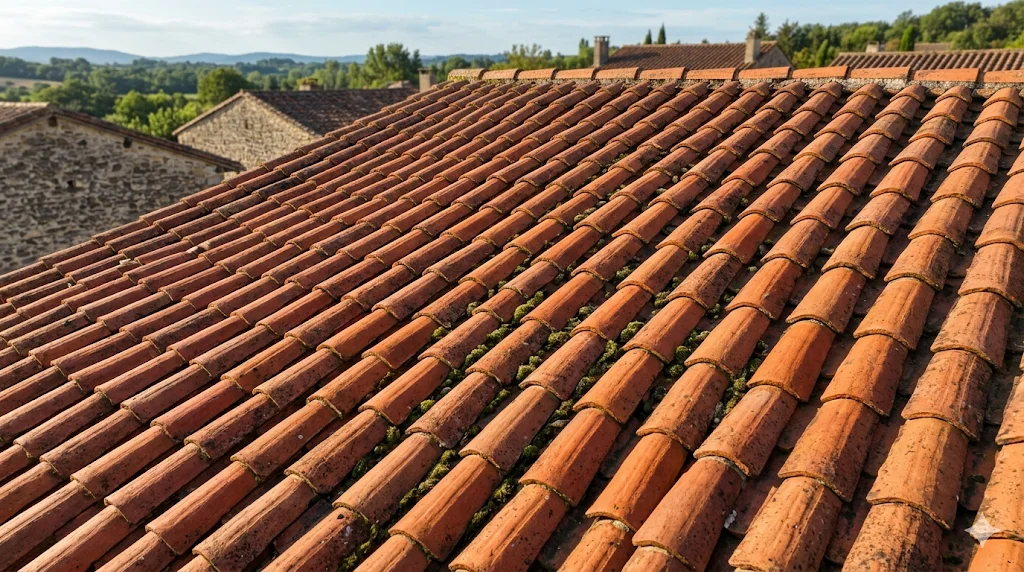 toîture en terre cuite nettoyée