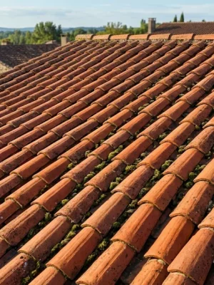 toîture en terre cuite nettoyée